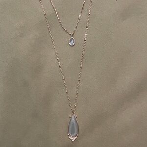 Gold Layered Necklace with Teardrop Pendant